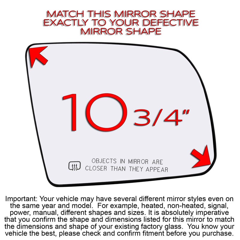 Rugged TUFF Passenger Side Mirror Glass For 2007-2020 Toyota Tundra, 2008-2017 Toyota Sequoia Right Door Rear View Mirrors Heated With Backing Plate 87903-0C020 879030C020 - Image 2